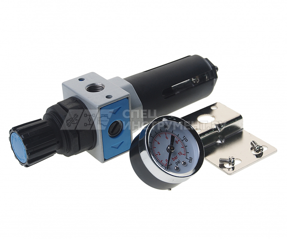 Фильтр-регулятор с индикатором давления для пневмосистем 1/4"(max 10bar, 200 л/мин, 5-60С, 5 мкм)