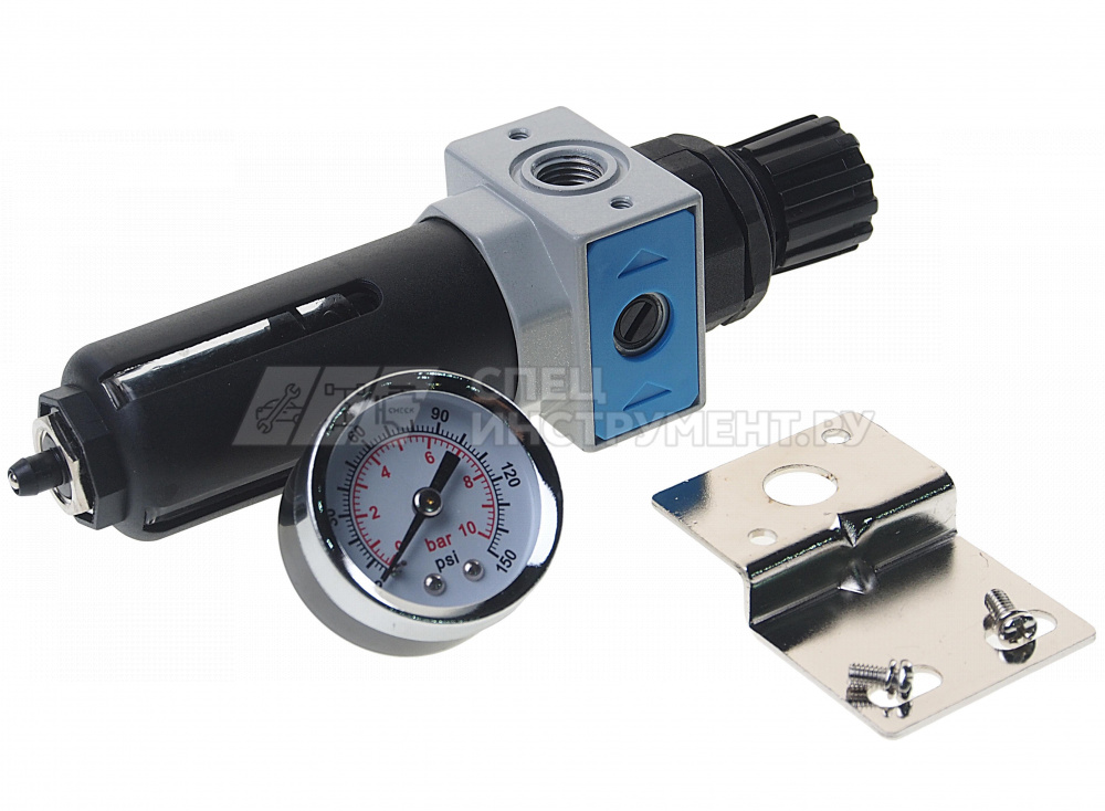 Фильтр-регулятор с индикатором давления для пневмосистем 1/4"(max 10bar, 200 л/мин, 5-60С, 5 мкм)
